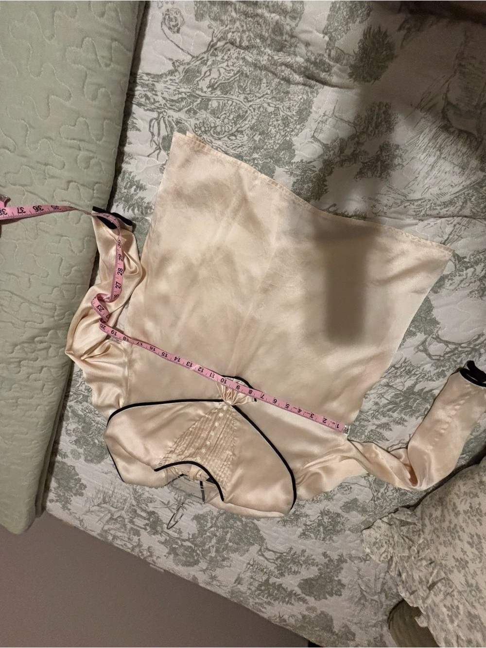 Cullinane sz 8 Vintage 80’s 90’s ivory silk blouse sailor collar pleat bow - Picture 10 of 13